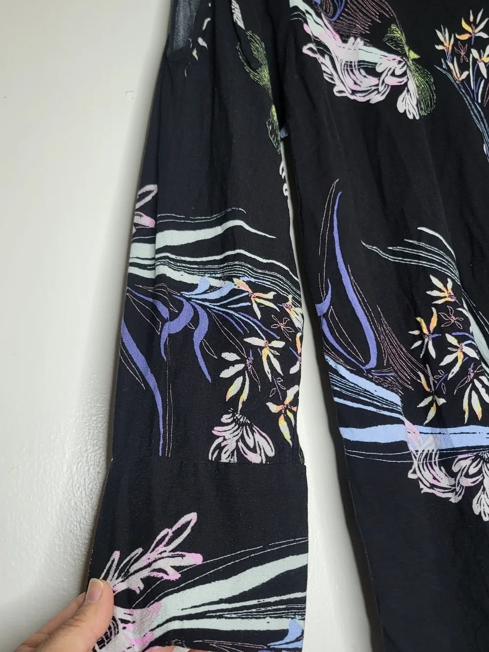 Free People Black Floral Cold-Shoulder Tunic - Picture 6 of 13